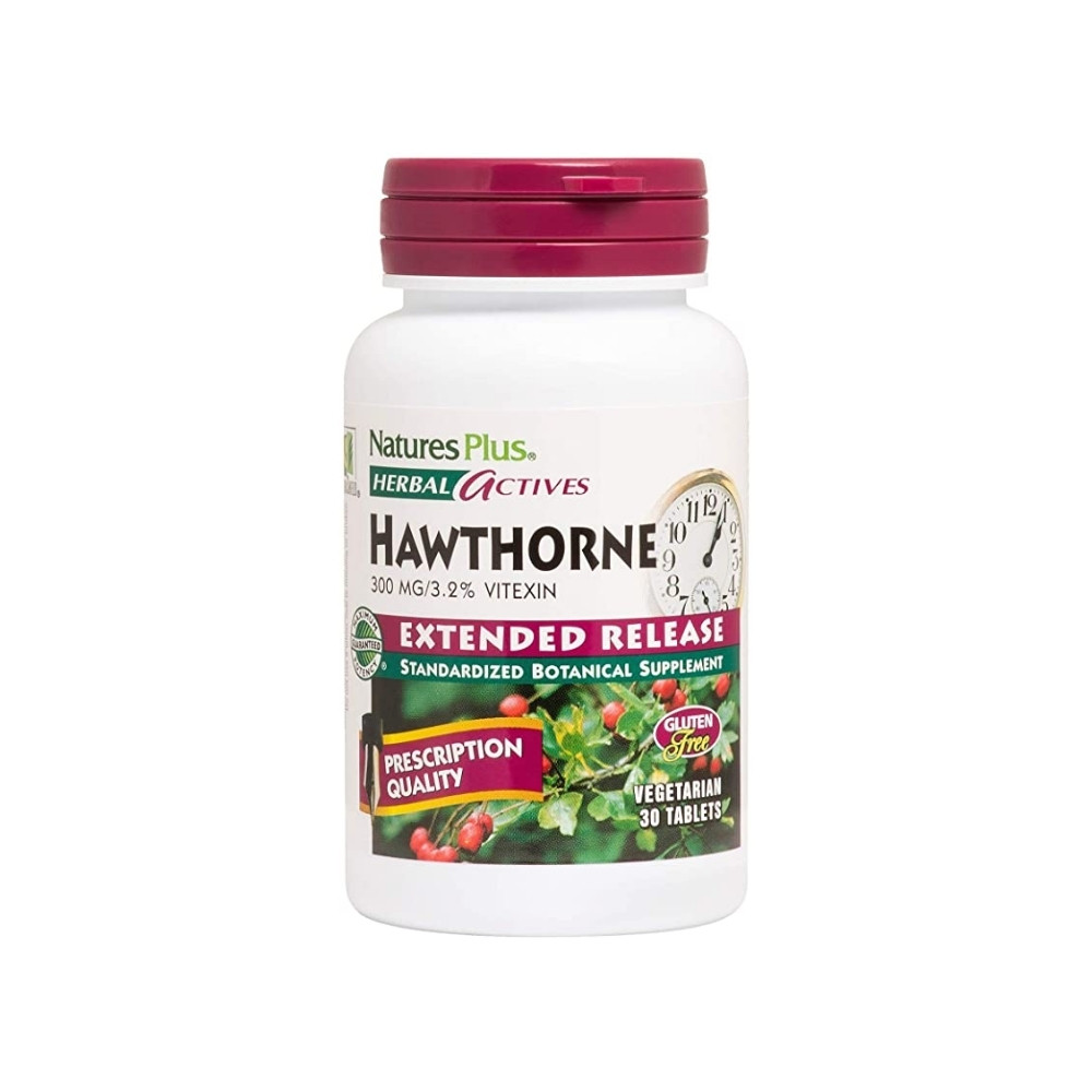 Natures Plus Herbal Actives Hawthorne 300mg 3.2% Vitexin 